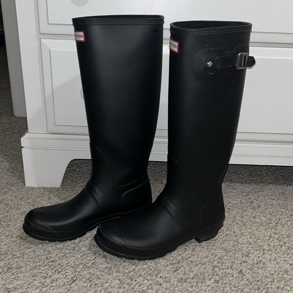 Hunter Original Wellington Tall Rain Boots Matte Black - Picture 2 of 6